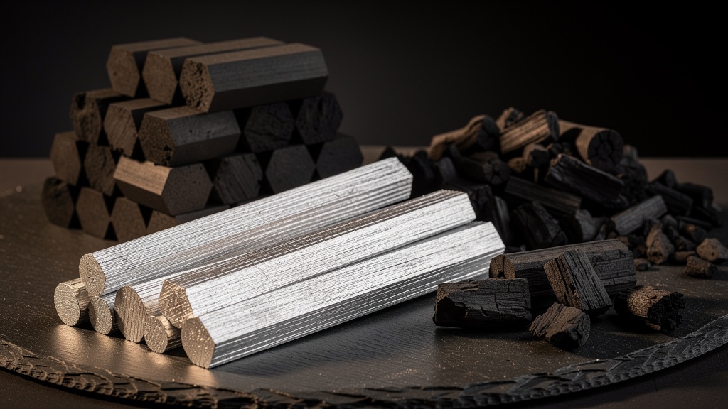 各種木炭商品のディスプレイ